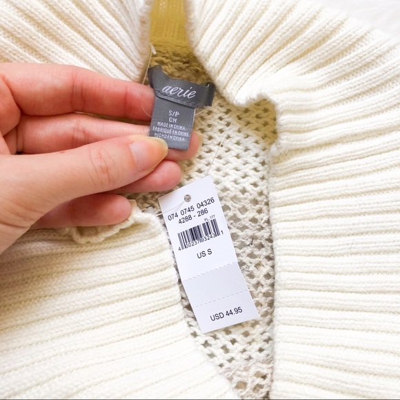 NWT American Eagle Cream Striped Sweater - Picture 4 of 7